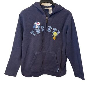 Looney Tunes Jacket Adult Large Fleece 1/4 Zip Hoodie Tweety Bird